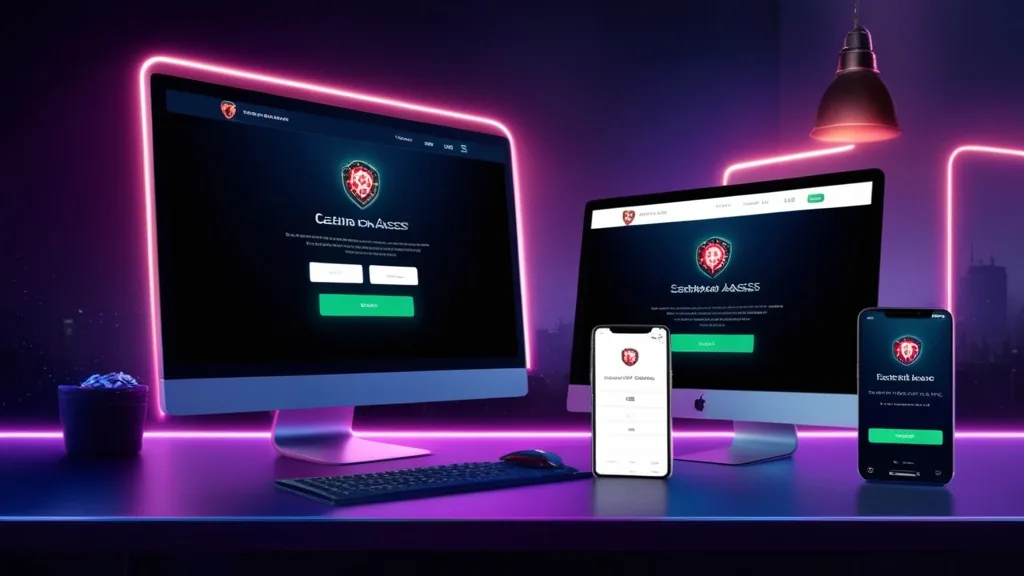 Desktop und Smartphone mit derselben Casino-Login-Seite