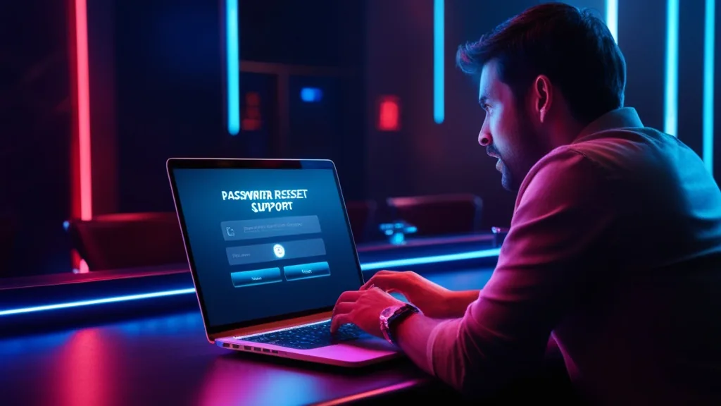 Fehlermeldung beim Login auf dunklem Casino-Bildschirm