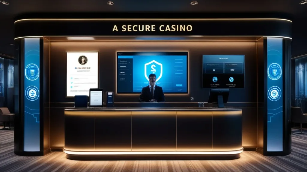 Verifizierungsunterlagen und gesicherte Zahlung in einer Casino-Szene